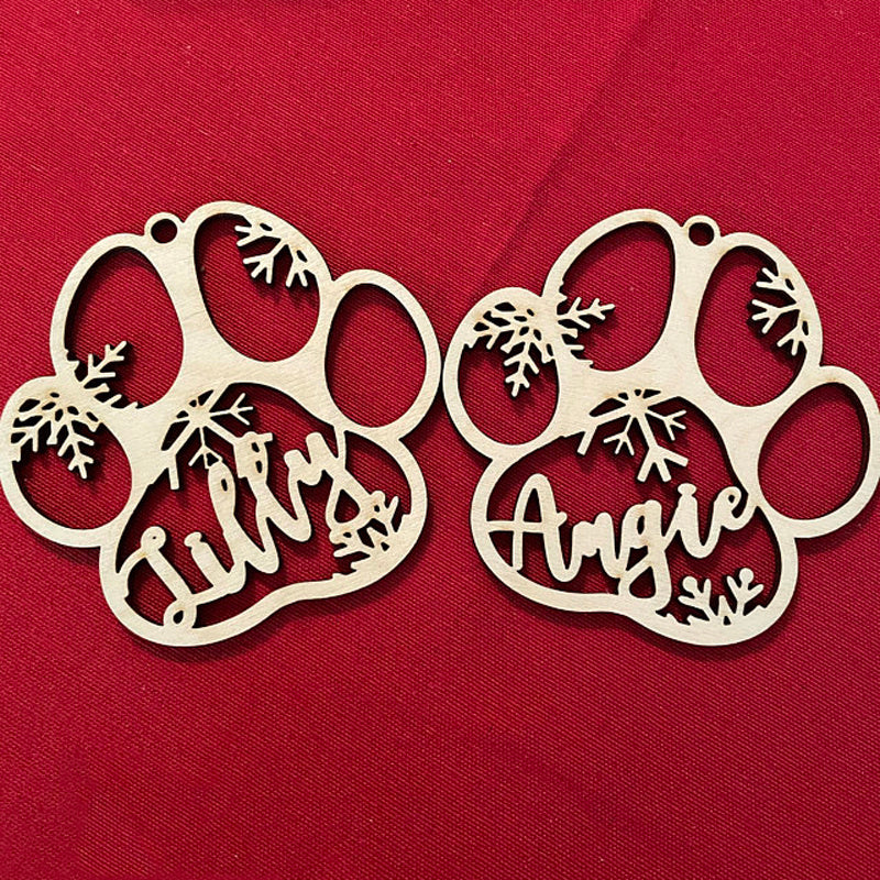 edit ite - dog footprint Christmas ornament