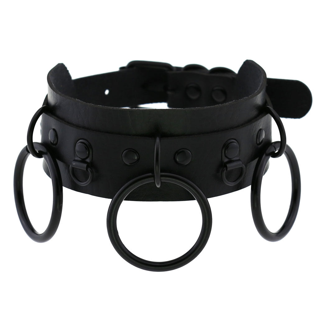 Gothic double-layer PU leather collar