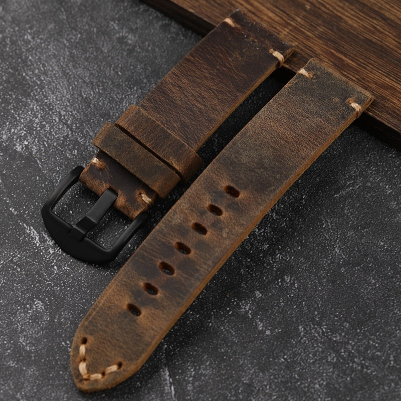 Hand-folded Cowhide Leather Strap