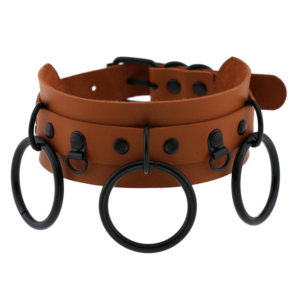 Gothic double-layer PU leather collar