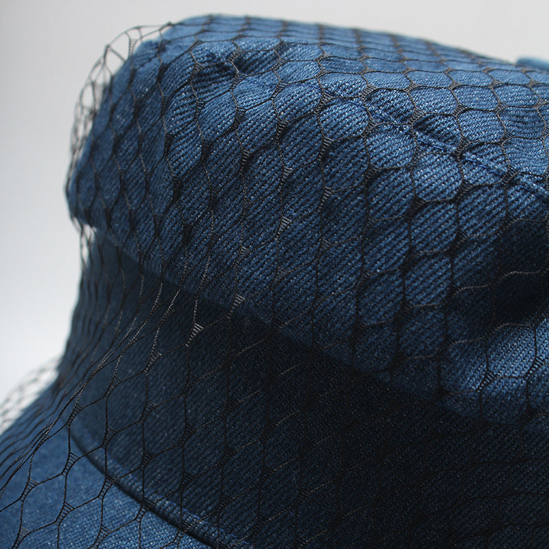 Women's denim mesh hat