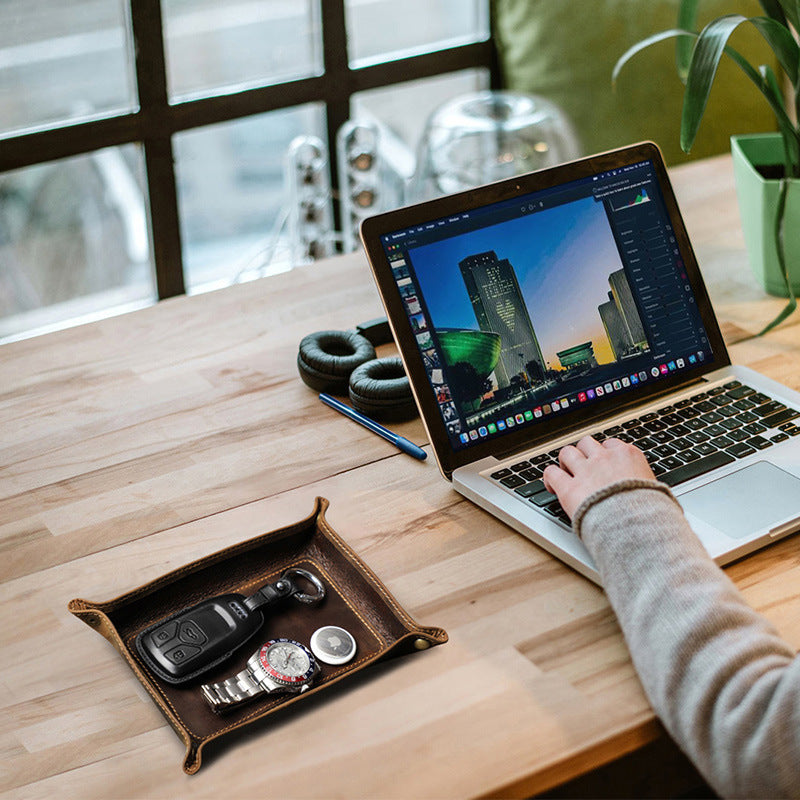 leather desktop storage box