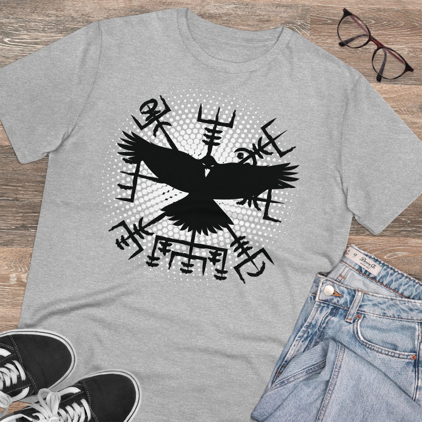 T-shirt unisex eco cotton - vegvisir and raven