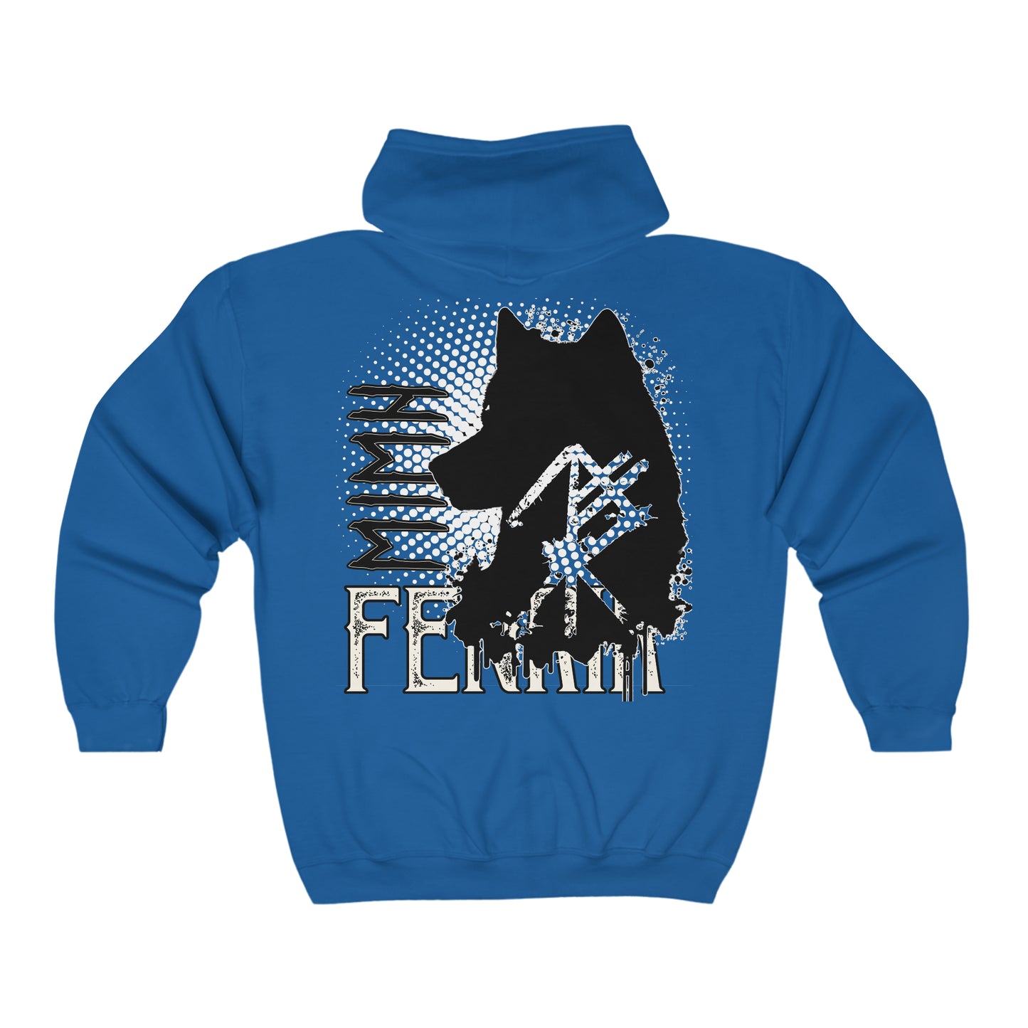 Unisex zipper hoodie - Fenrir halter on the back