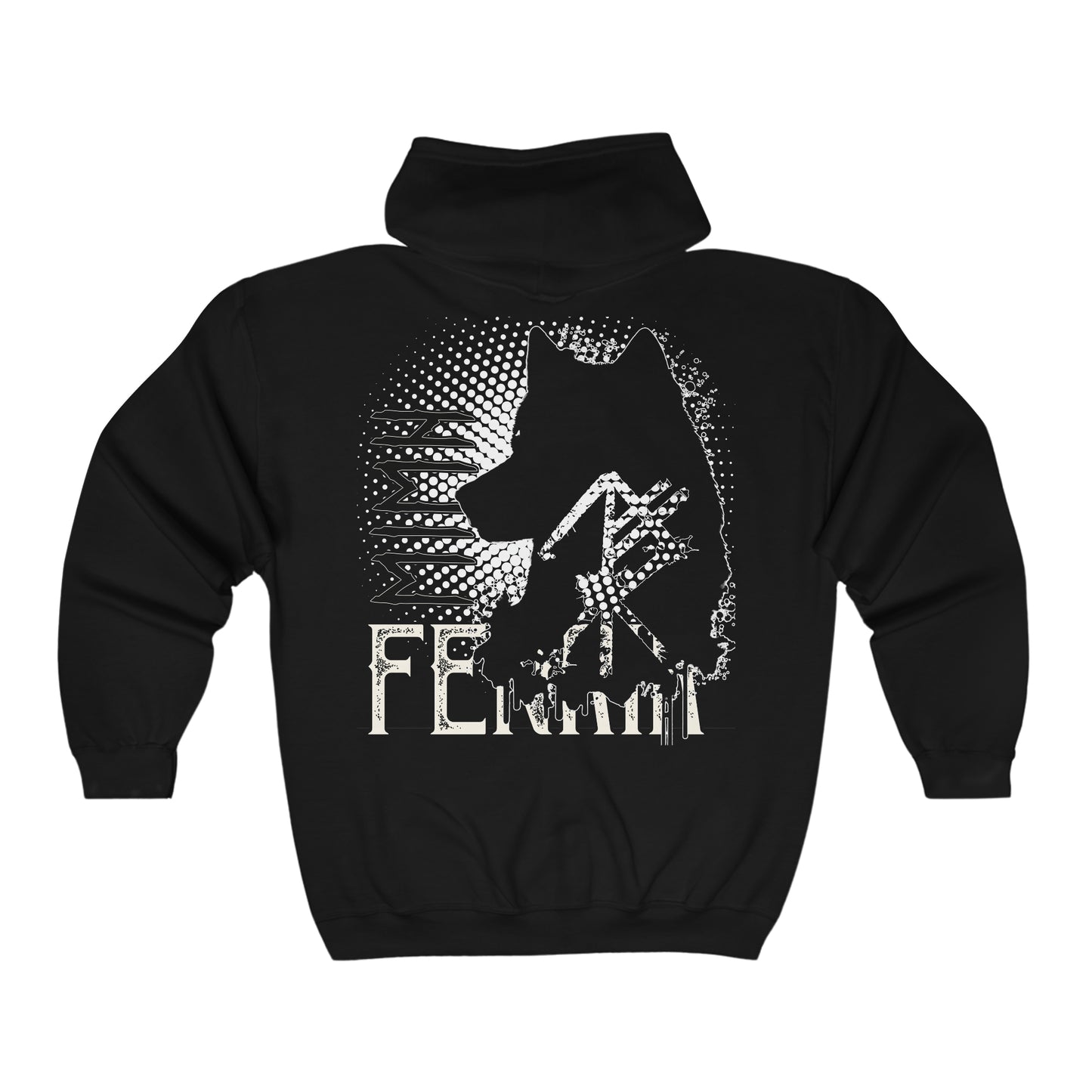 Unisex zipper hoodie - Fenrir halter on the back