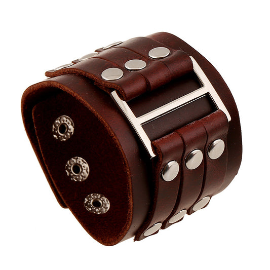 Punk wide leather bracelet