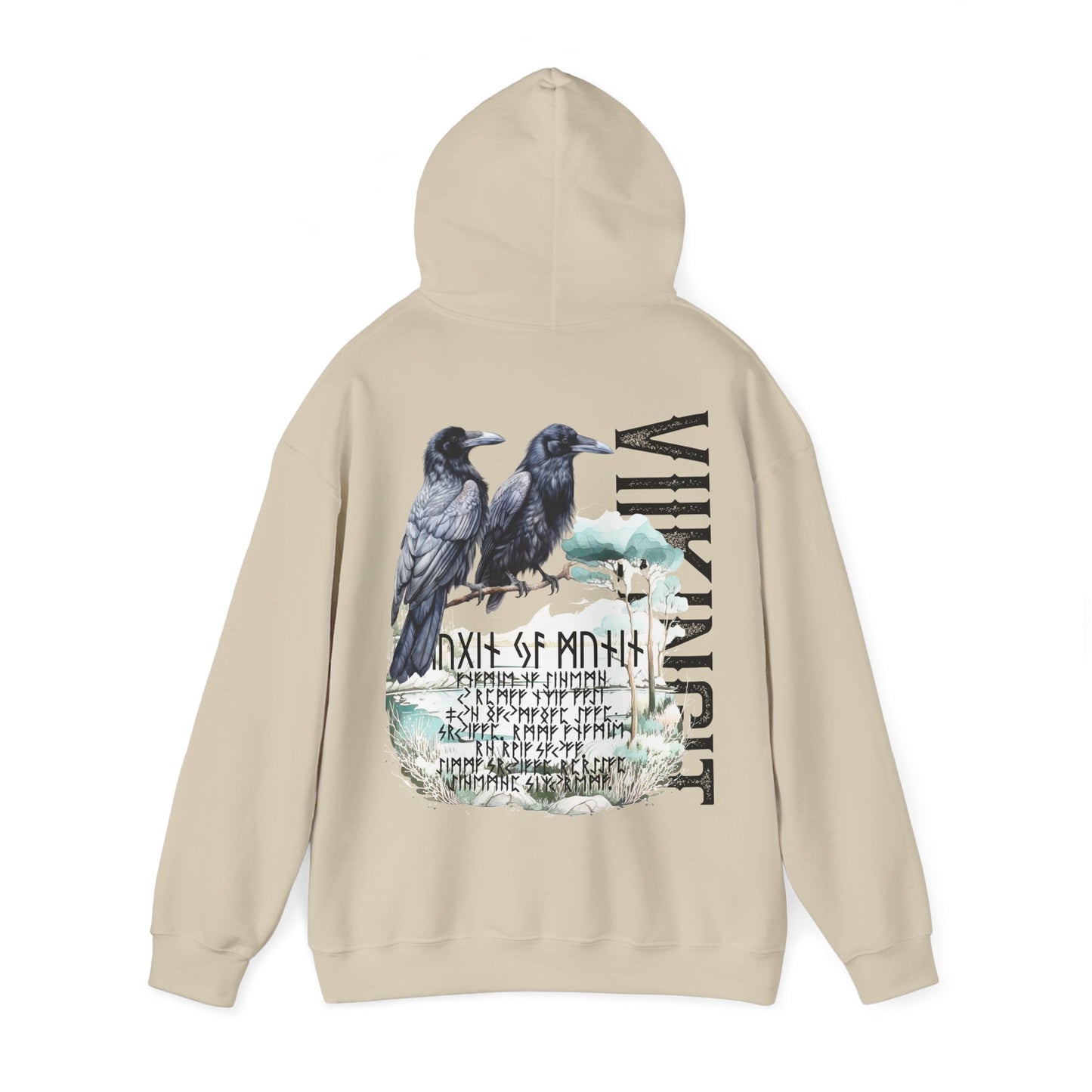 hoodie made of strong cotton - viking raven picture on the back