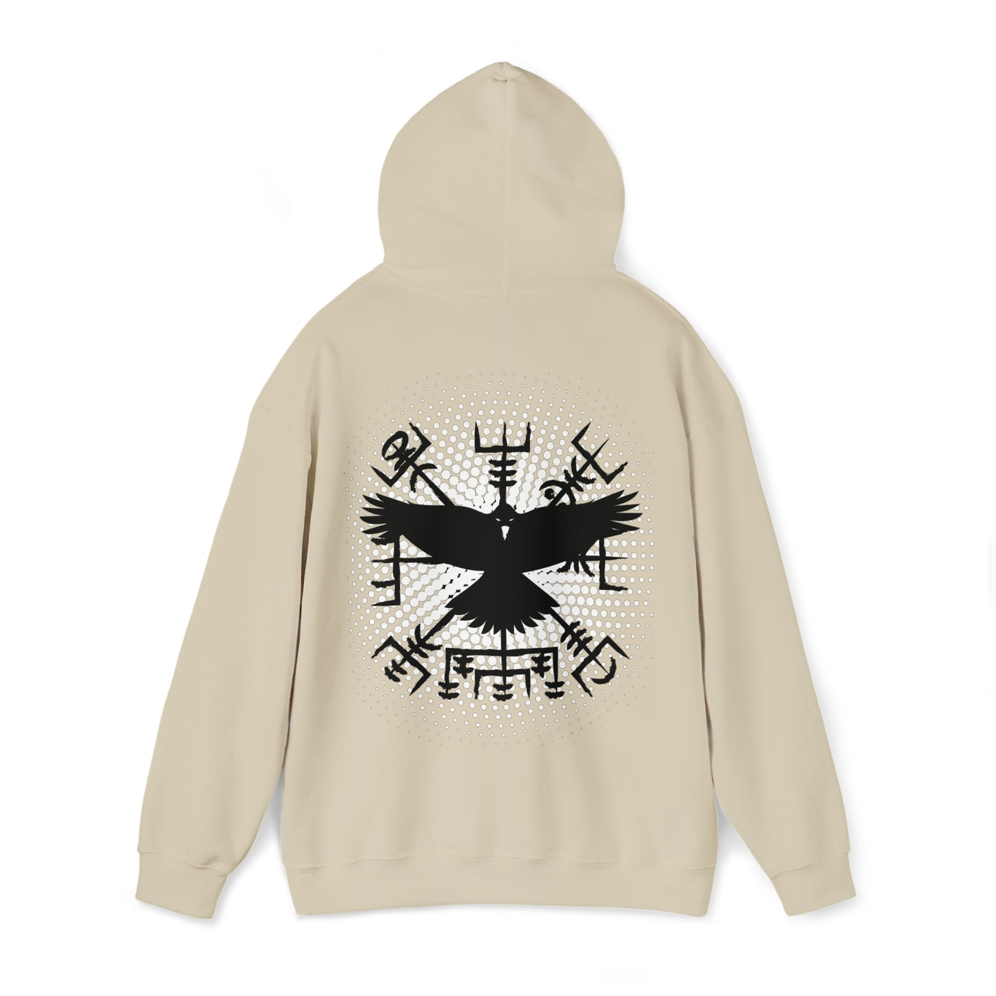 hoodie made of strong cotton - vegvisir raven picture on the back