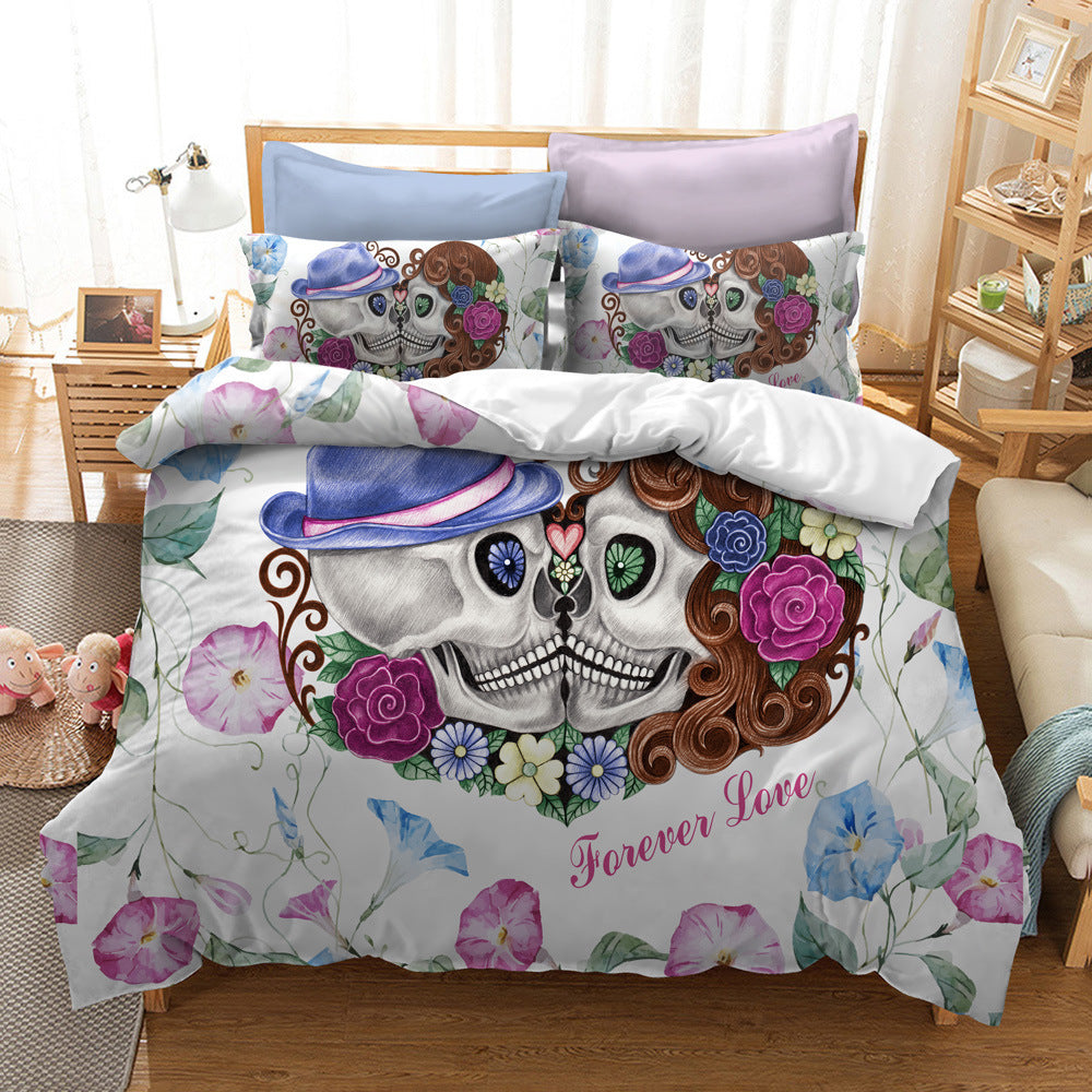 Watercolor Flower Skull Skull Bedding Series