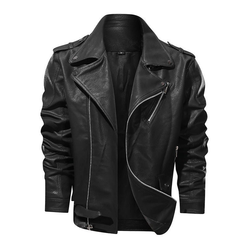 Motorcycle PU Multi-Zip Belt Leather Jacket