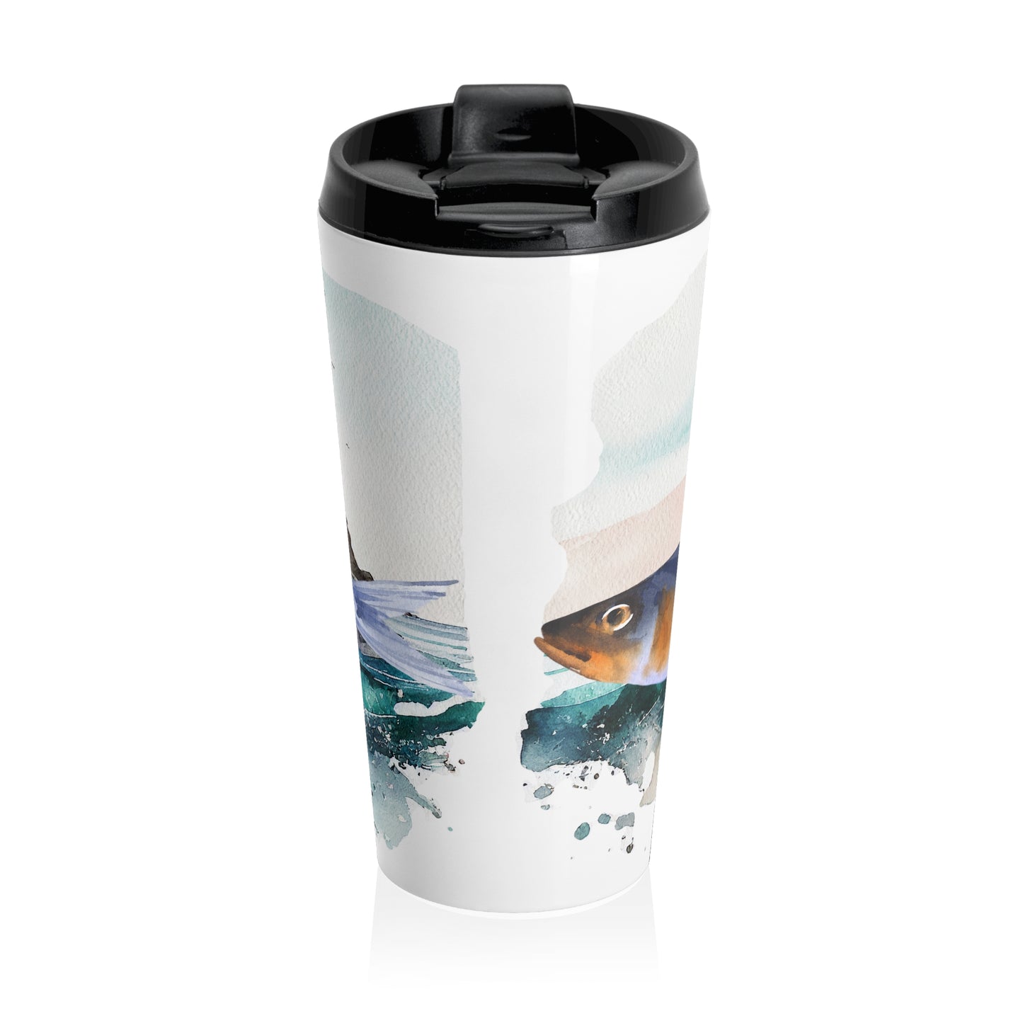 Travel mug made of steel 0.44l - Life smiles like a herring in a buttermilk mug