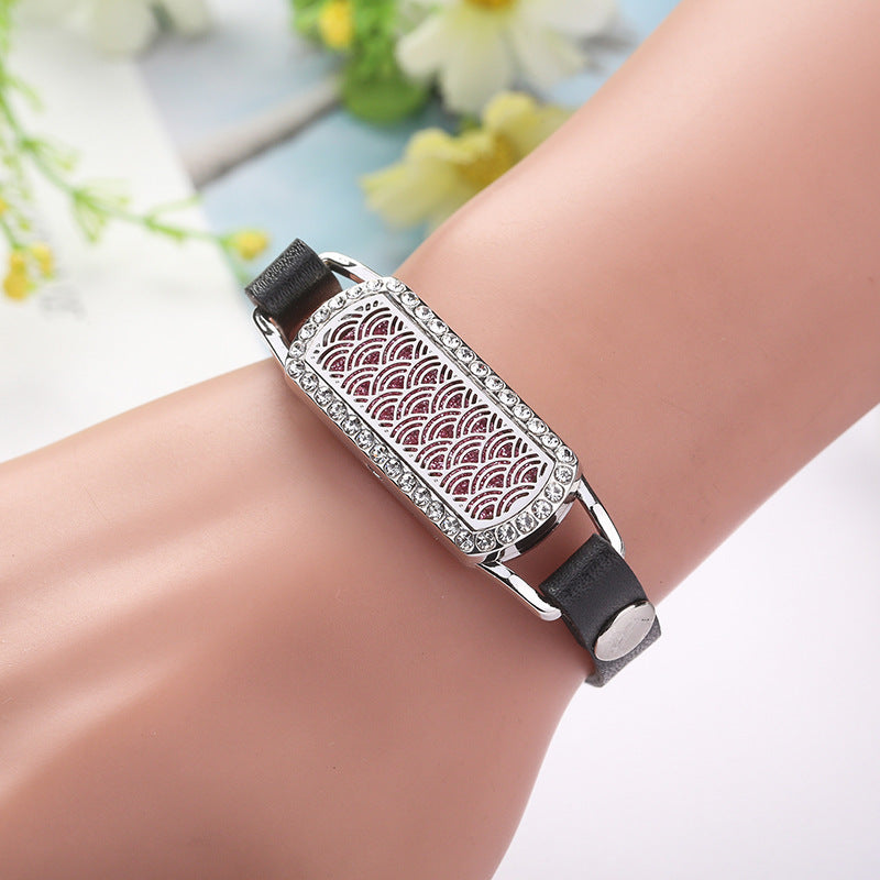 Leather Adjustable Geometry Rectangle Couple Bracelet Removable Aromatherapy Bracelet