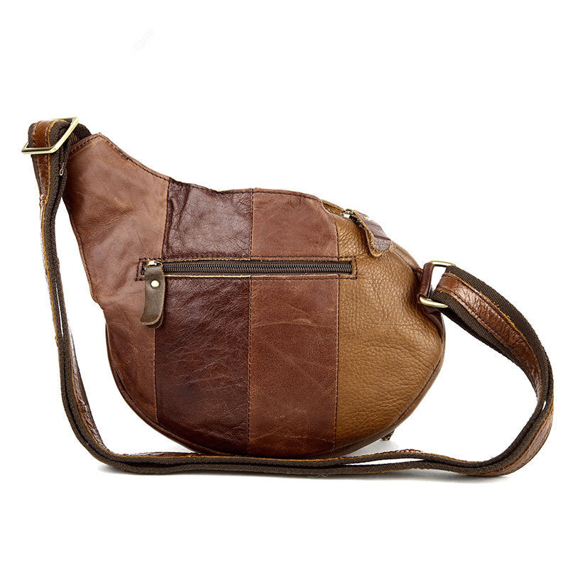 Leather bag leather women's leisure straddle leaf chest bag