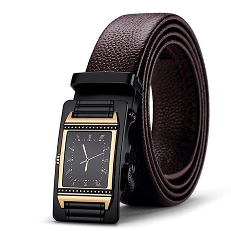 Men's Leather Top Layer Cowhide Automatic Buckle Belt Personality