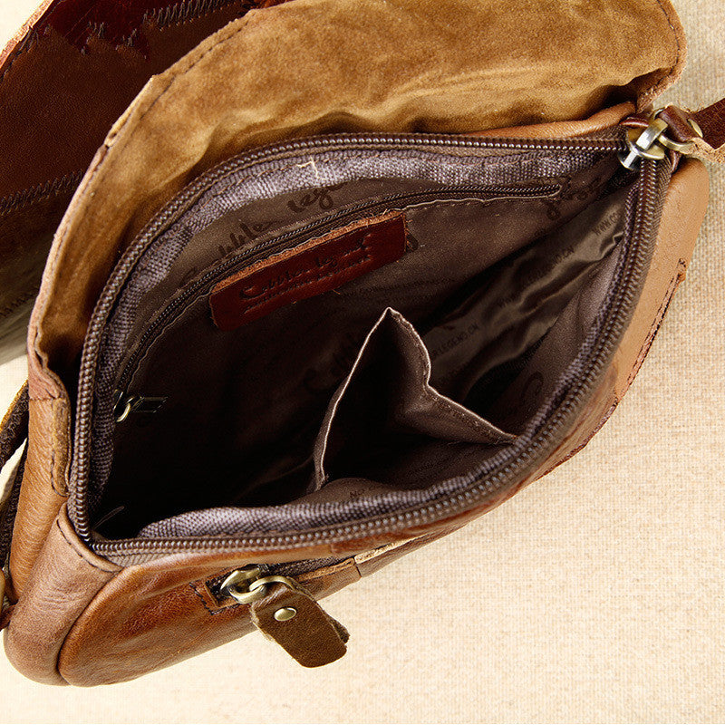 Leather bag leather women's leisure straddle leaf chest bag