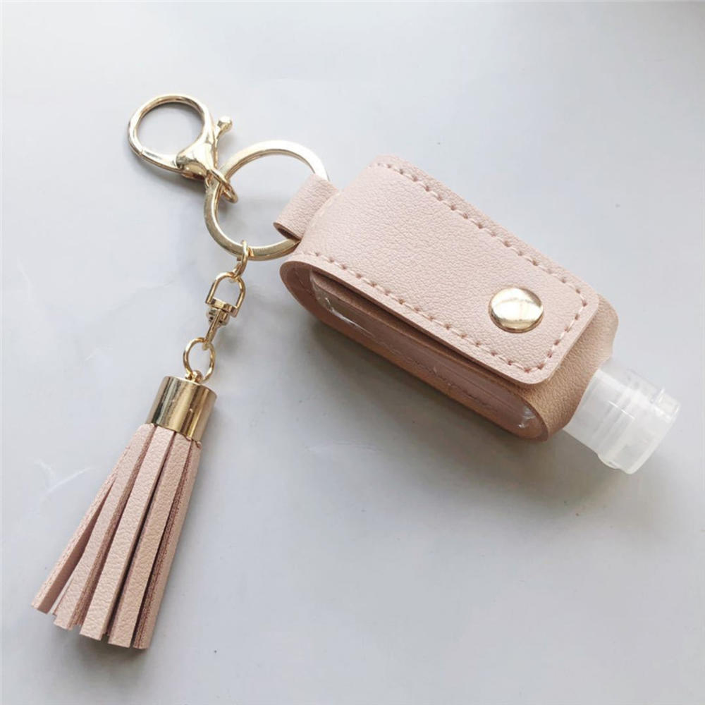 Portable hand sanitizer leather case