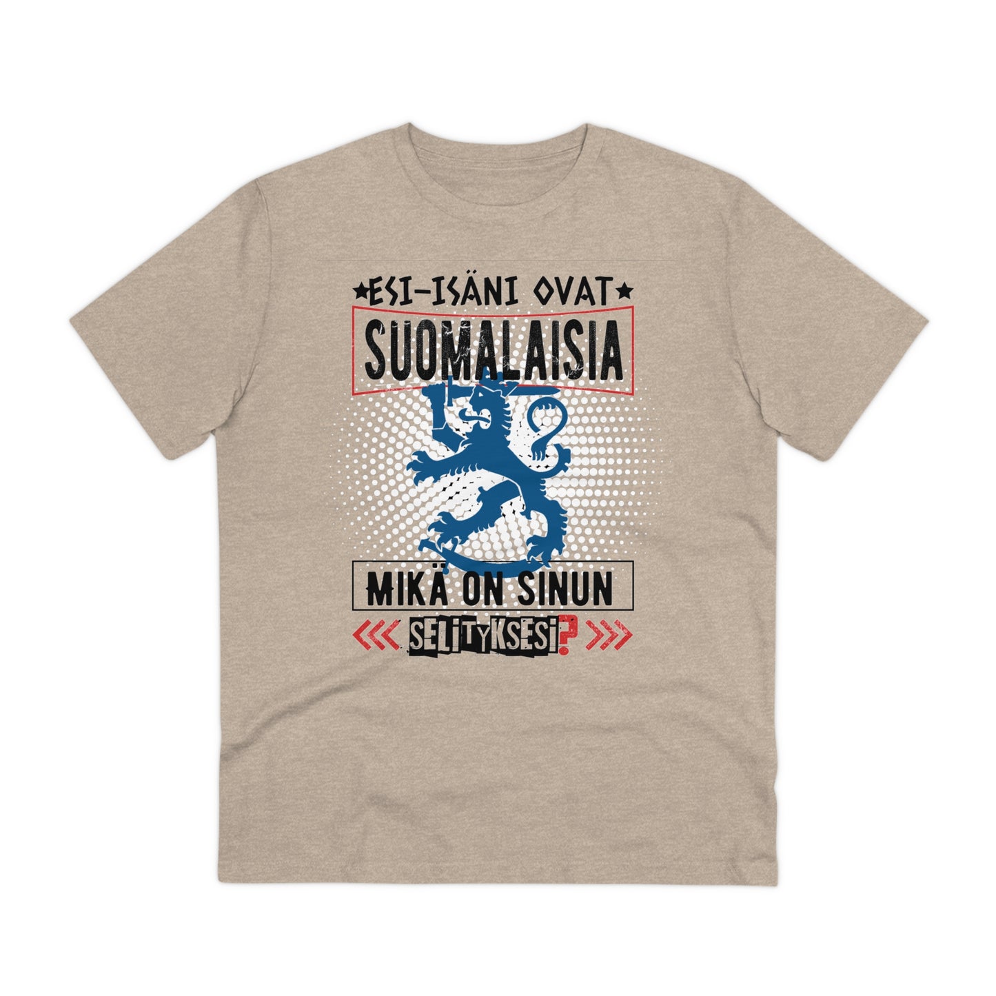 T-shirt unisex eco cotton - my ancestors are Finnish, what is your explanation, Suomileijona