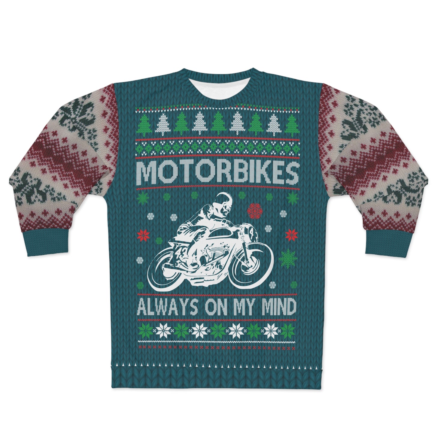 unisex gollegepaita - ugly christmas motorbike package