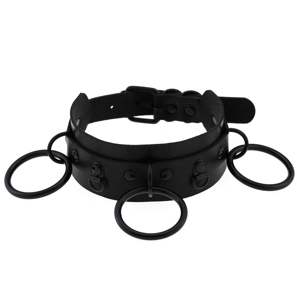 Gothic double-layer PU leather collar