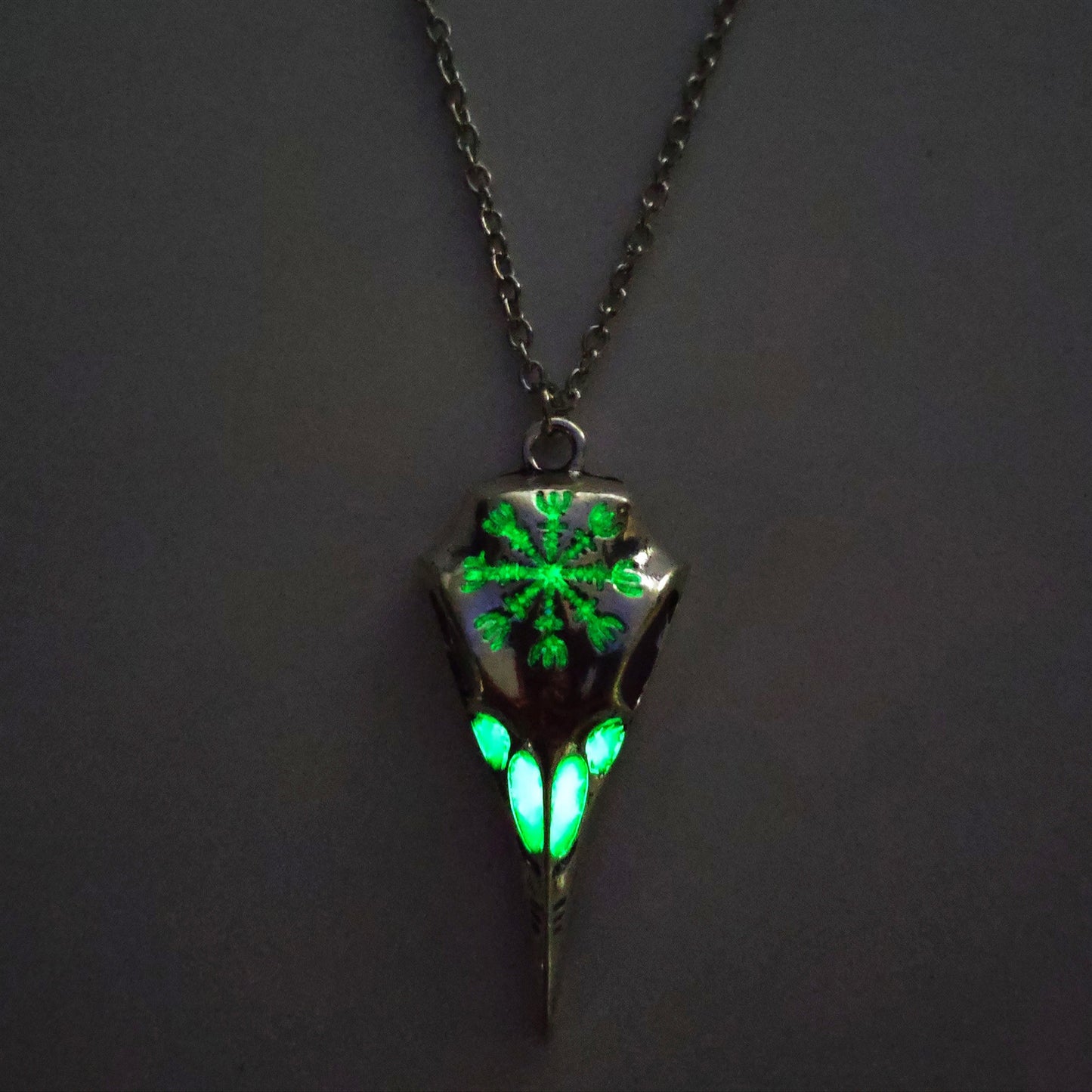 Viking crow skull eagle night light necklace