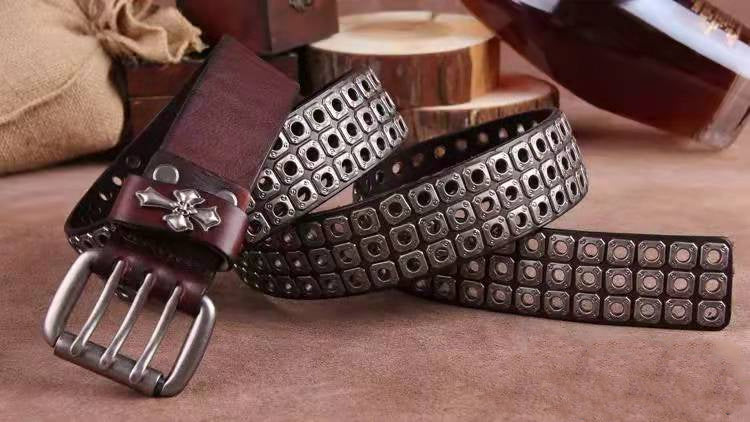 Rock Metal Three Pin Rivet Leather Male