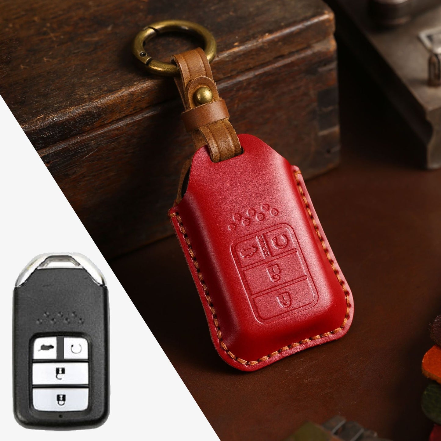 Full Leather Car Key Case Cowhide