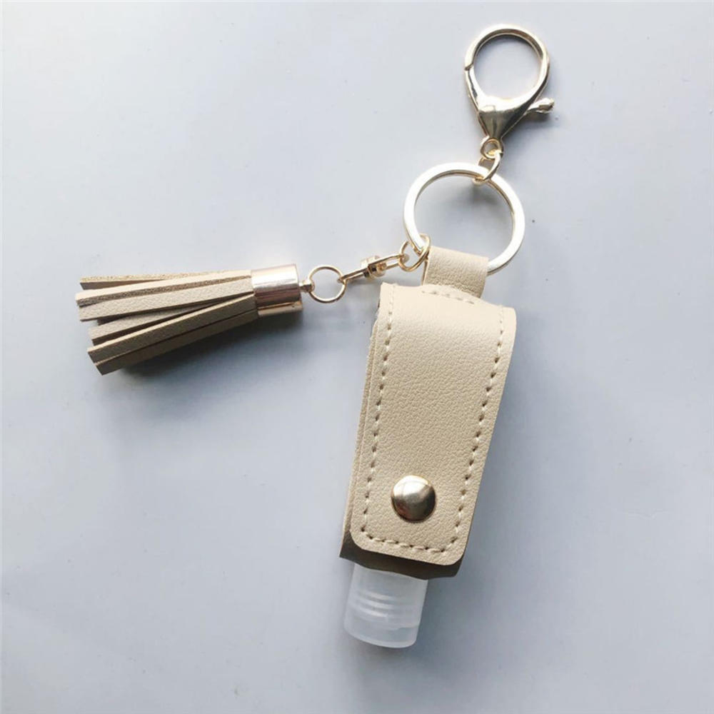 Portable hand sanitizer leather case