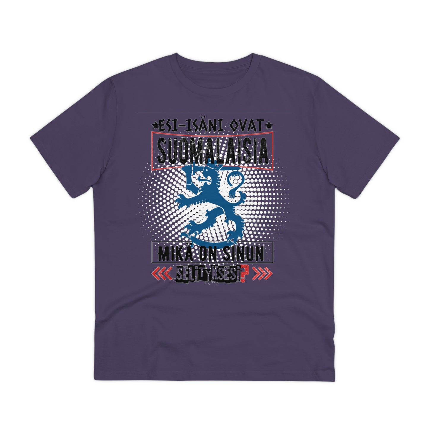 T-shirt unisex eco cotton - my ancestors are Finnish, what is your explanation, Suomileijona