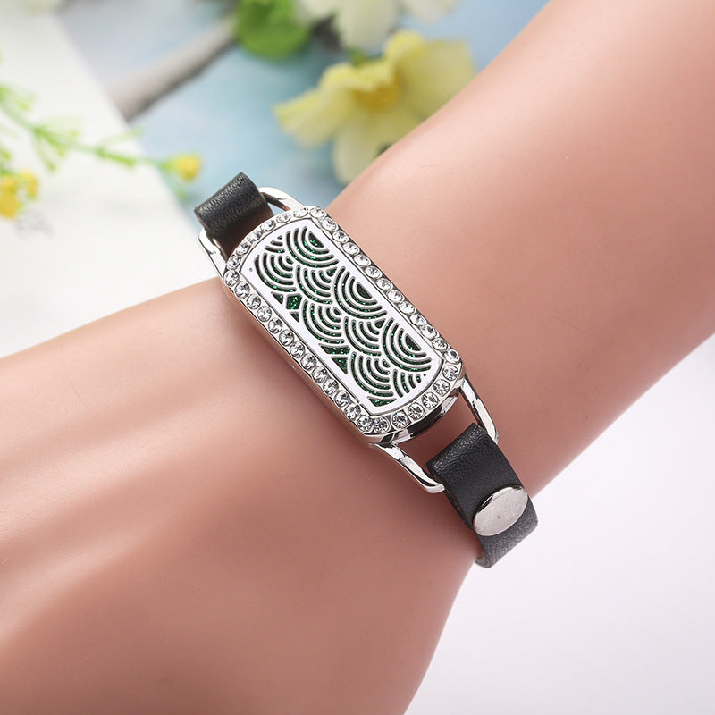 Leather Adjustable Geometry Rectangle Couple Bracelet Removable Aromatherapy Bracelet