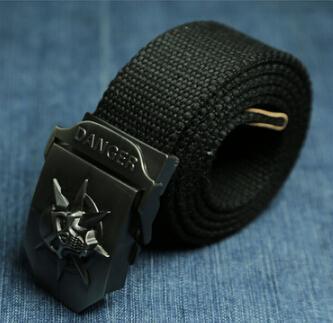 Men Canvas Skull Metal Belt