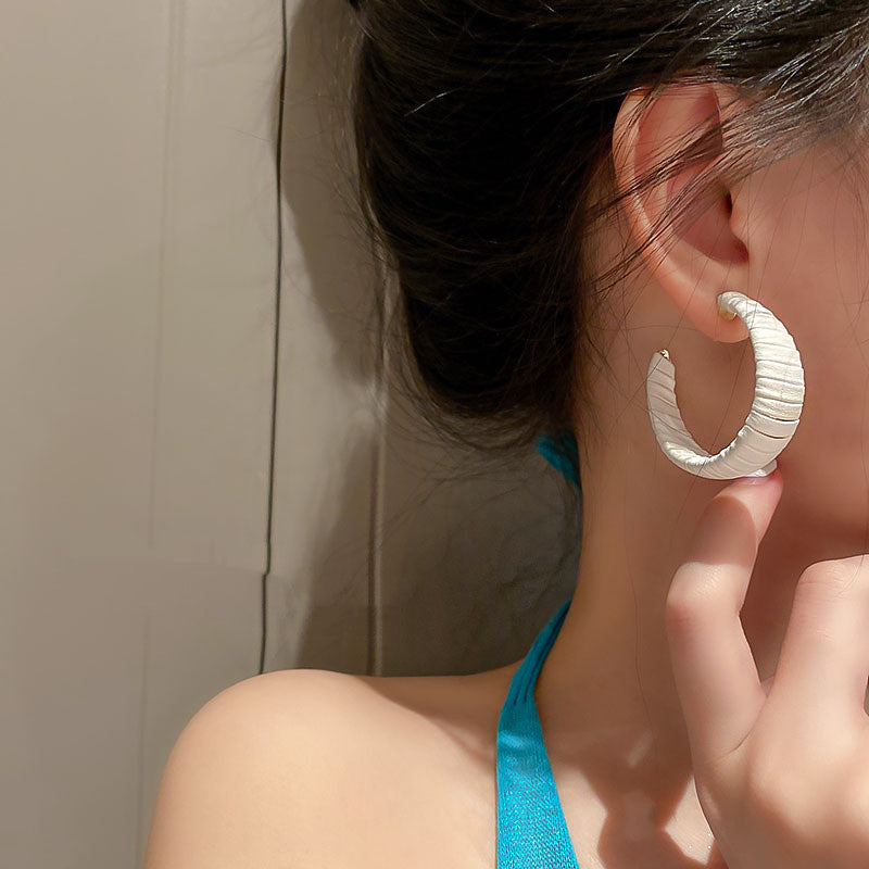 C-shaped Leather Braided Ear Hoop Earrings Simple