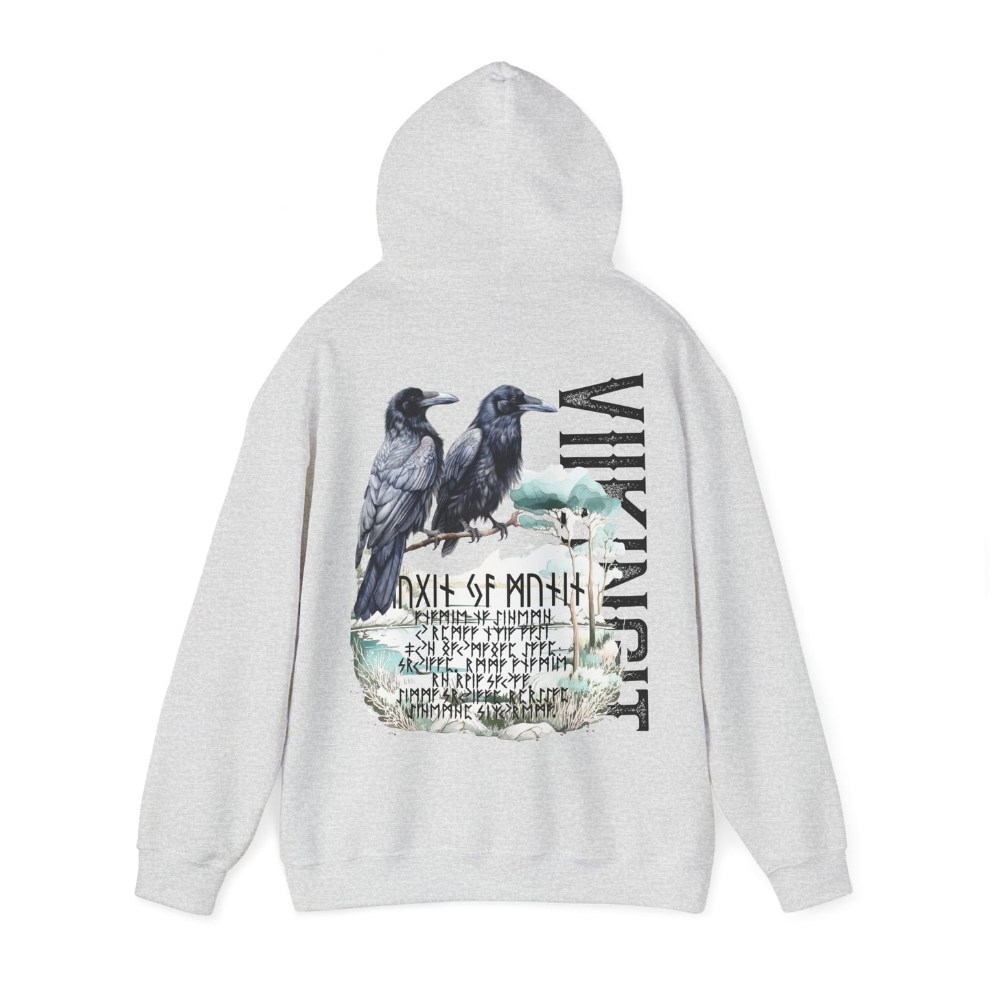 hoodie made of strong cotton - viking raven picture on the back