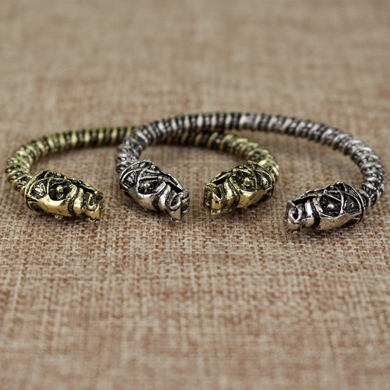 Viking Wolf Head Bracelet