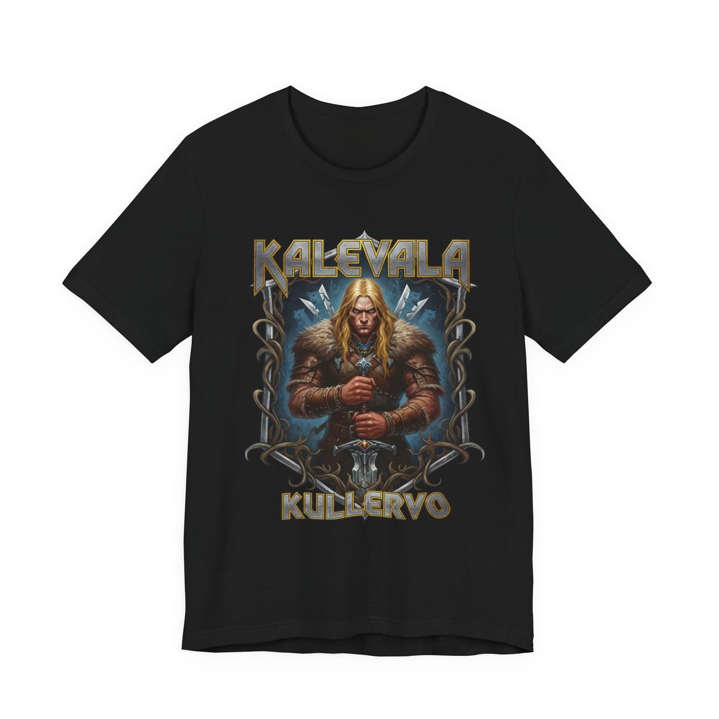 Kullervo — Kalevalan traaginen soturi Teepaita — Retro Graphic T-Shirt