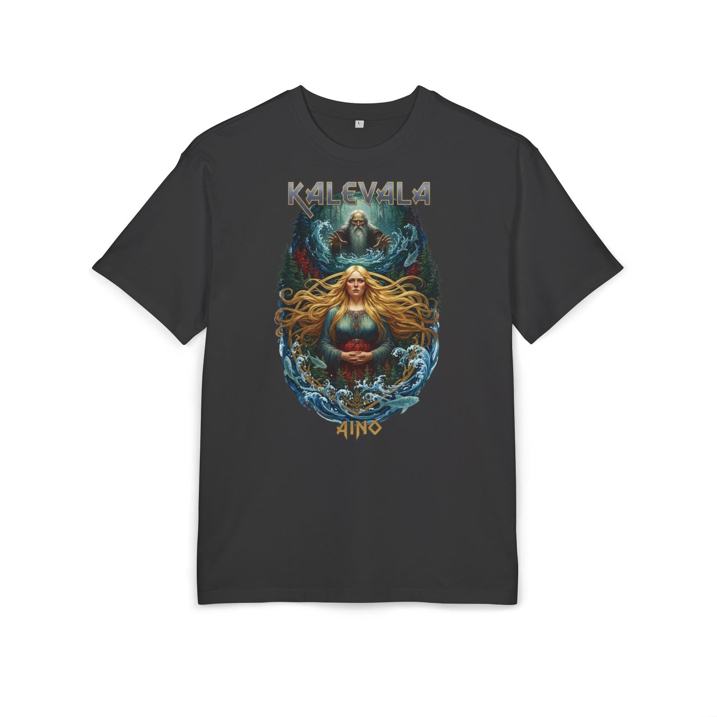 Kalevala Aino ja Väinämöinen – Kalevalan kohtalokas kohtaaminen rock-henkinen paita -  Oversize  T-paita