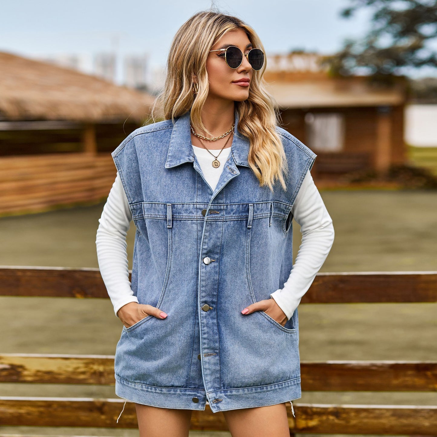 Denim Vest naisille oversize