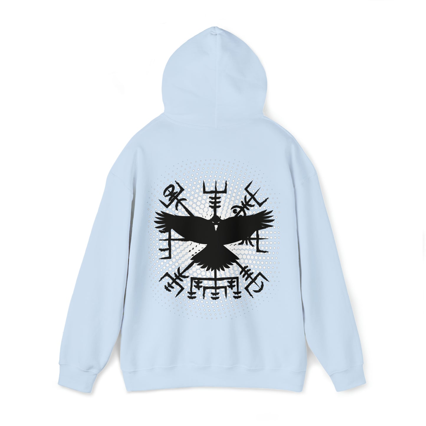 hoodie made of strong cotton - vegvisir raven picture on the back