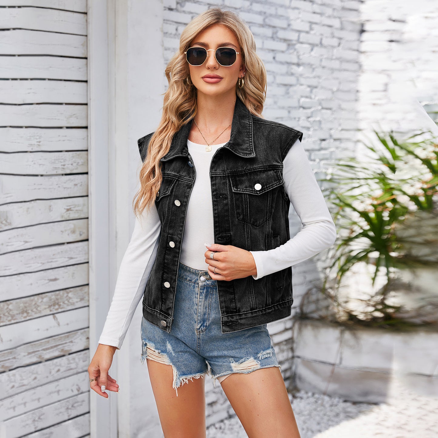 Denim Waistcoat Vest Top For Women