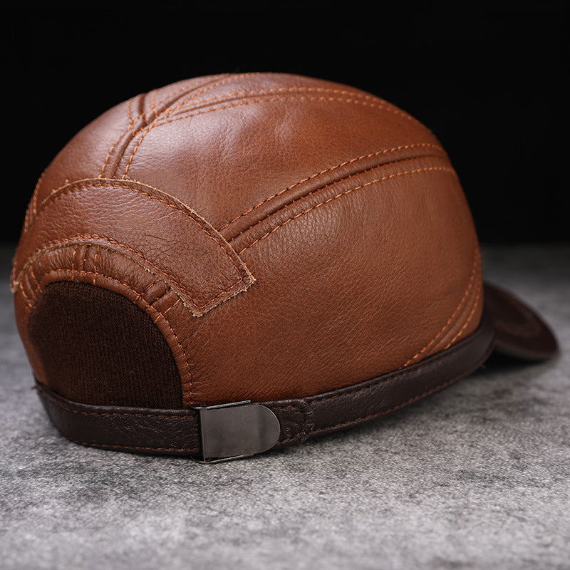 Men's cap first layer leather baseball cap