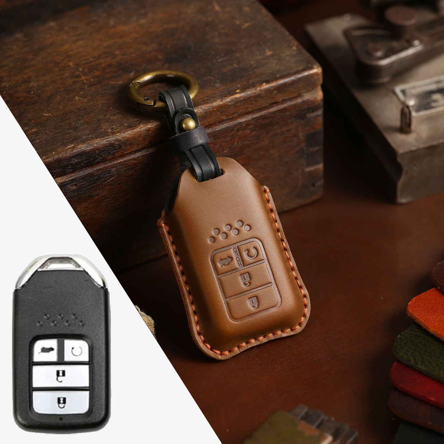 Full Leather Car Key Case Cowhide