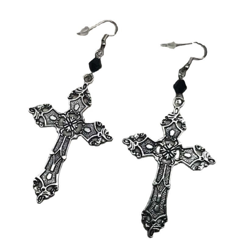 Gothic Dark Angel Cross Alloy Earrings