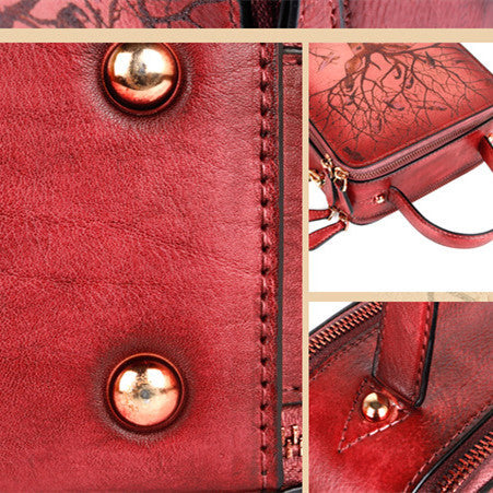 First Layer Cow Leather Embossing Creative Bag