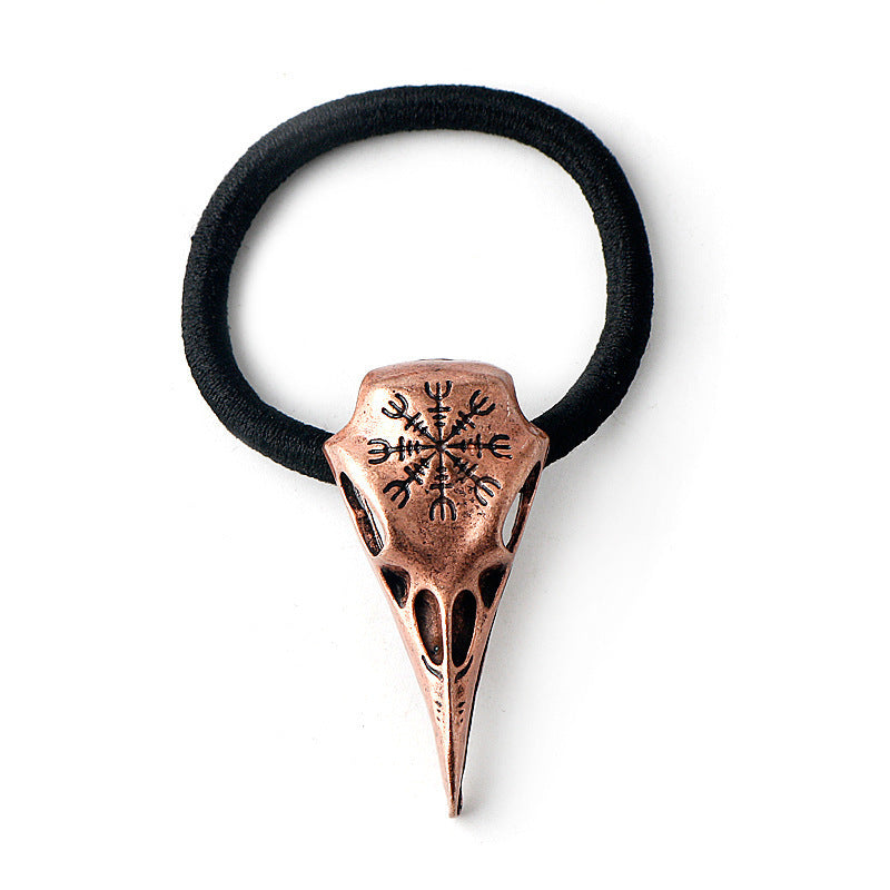 Retro Viking Compass Crow Skull Head Rope