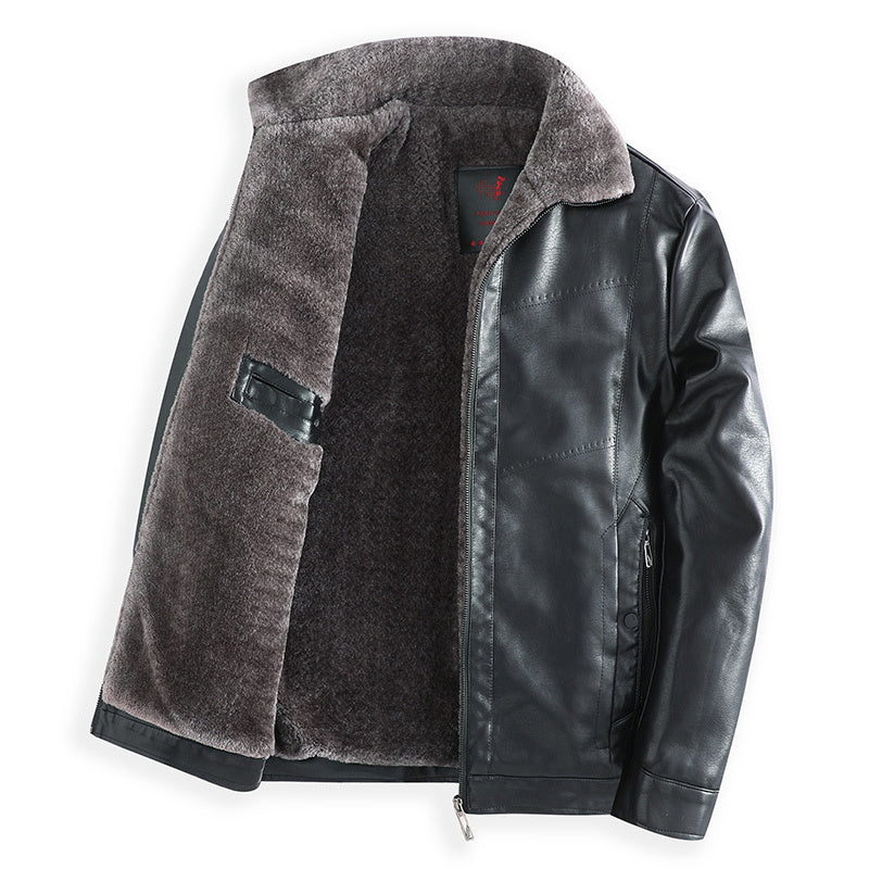 Plush Thick Leather Men's Free Care Jacket