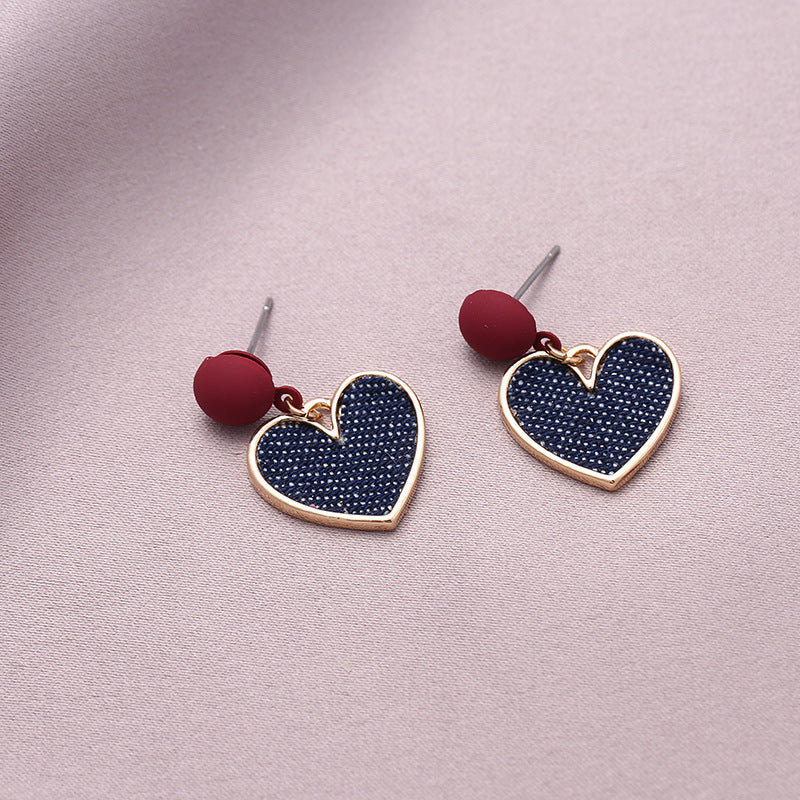 Denim love earrings