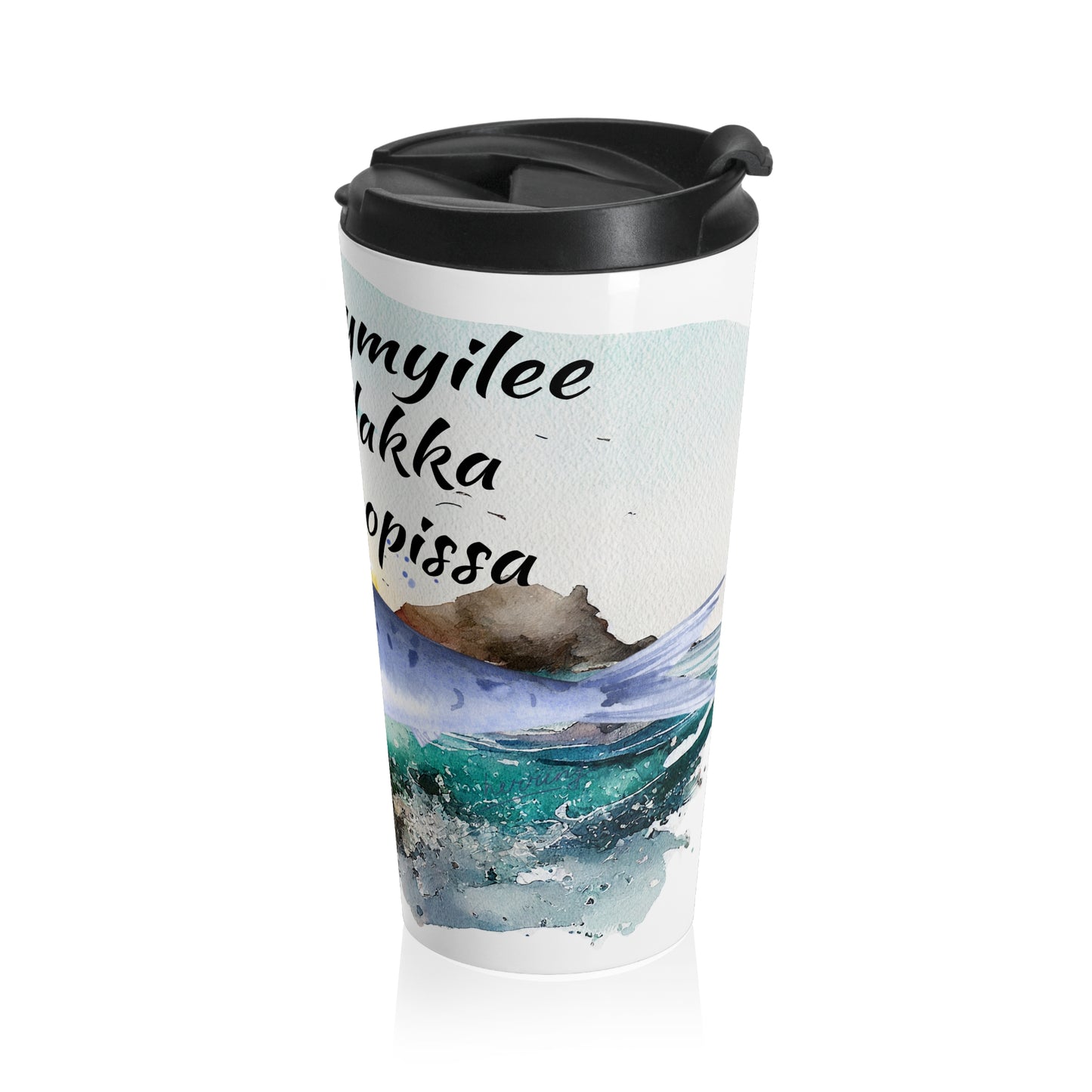 Travel mug made of steel 0.44l - Life smiles like a herring in a buttermilk mug