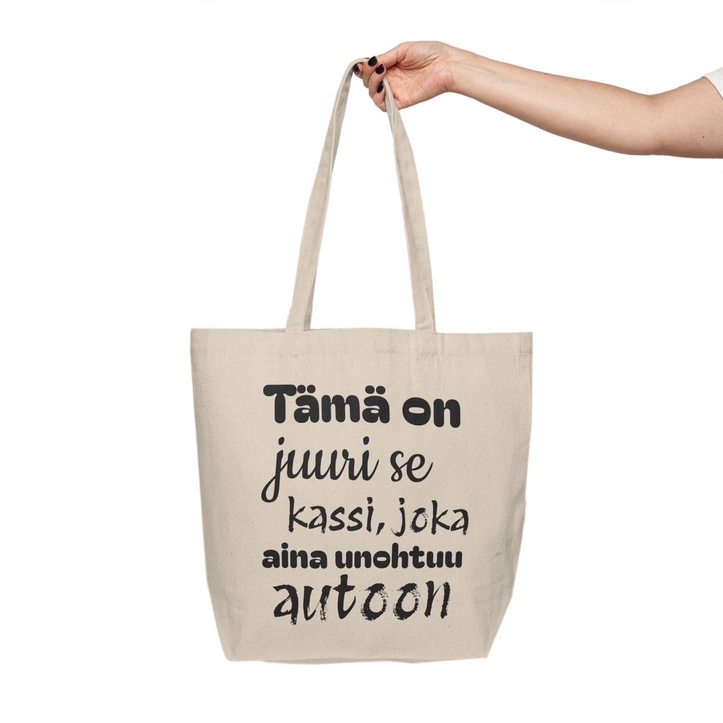 tämä on juuri se kassi joka aina unohtuu autoon - Canvas Shopping Tote