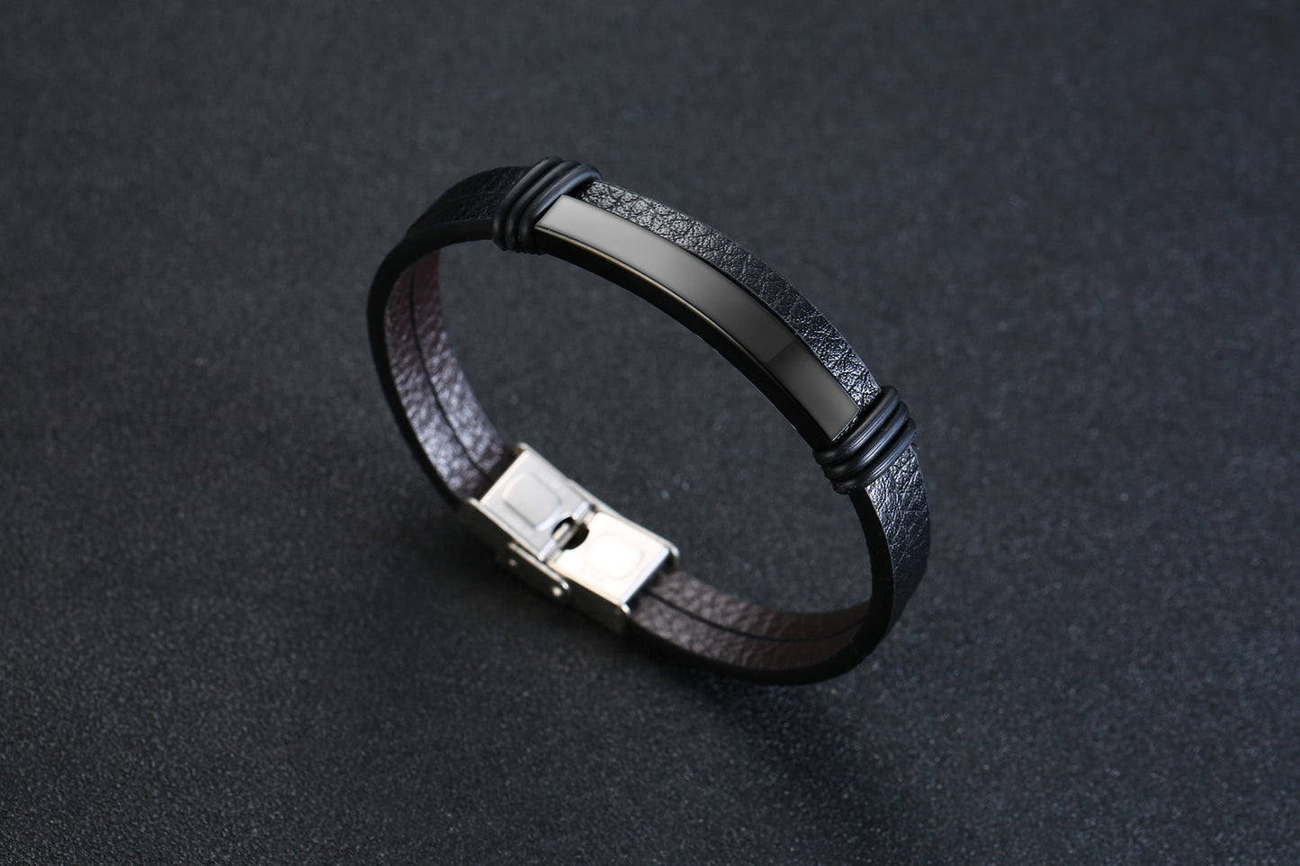 Stainless Steel Leather Bracelet