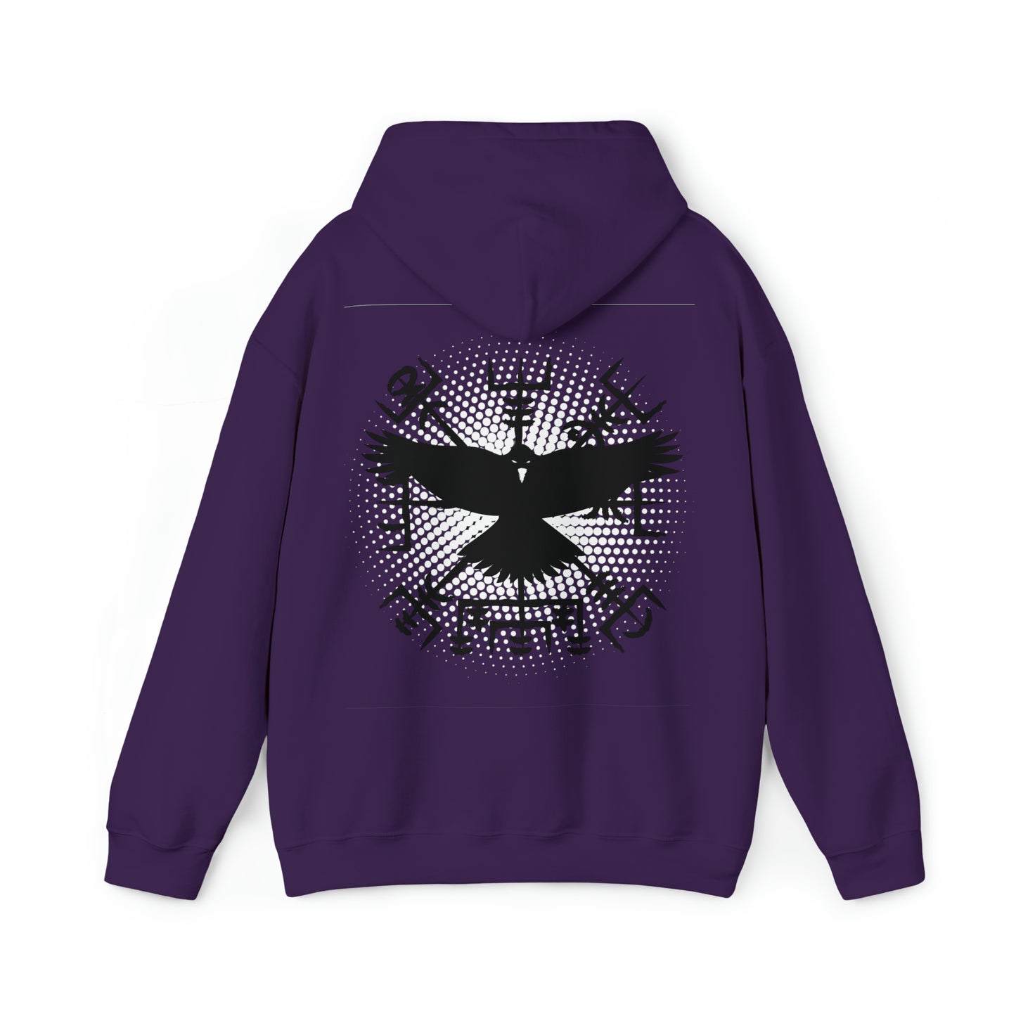 hoodie made of strong cotton - vegvisir raven picture on the back