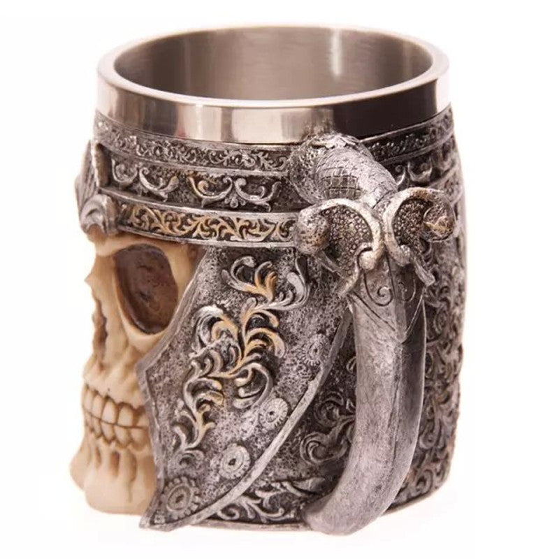 Creative Stainless Steel Resin 3d Skull Knight Mug